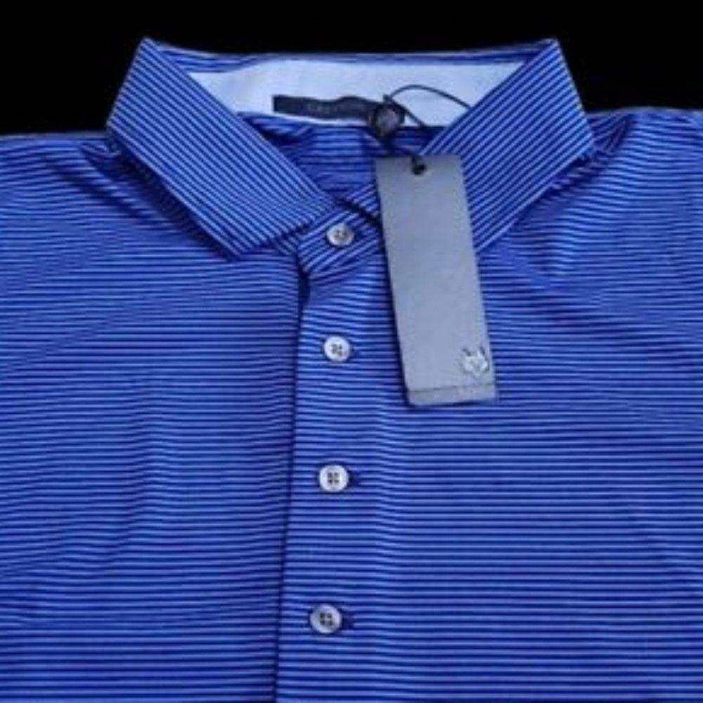 NEW Greyson Golf Performance Stretch Striped XL Blue Short Sleeve Polo $115